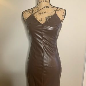 Shein Crisscross PU Leather Cami Bodycon Dress